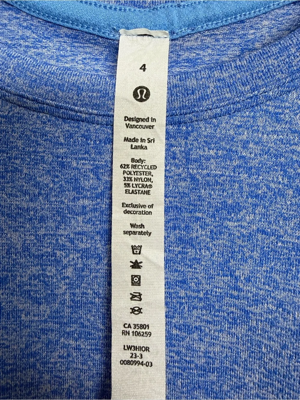 Lululemon License to Train Classic-Fit Long-Sleeve Shirt Heathered Blue Sz 4